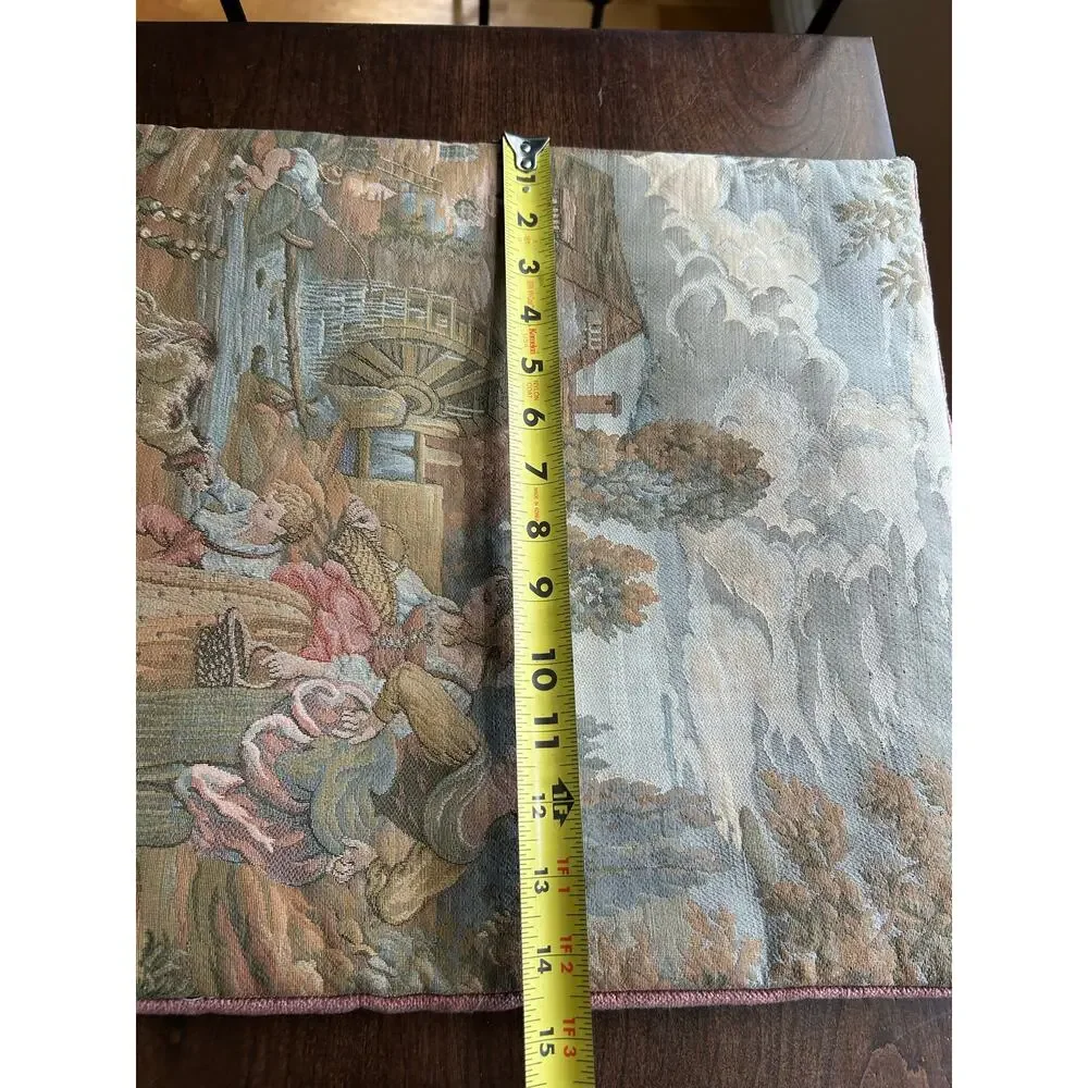 Woven jacquard tapestry pillow cover 18th-century scene Washing Day at the Mill